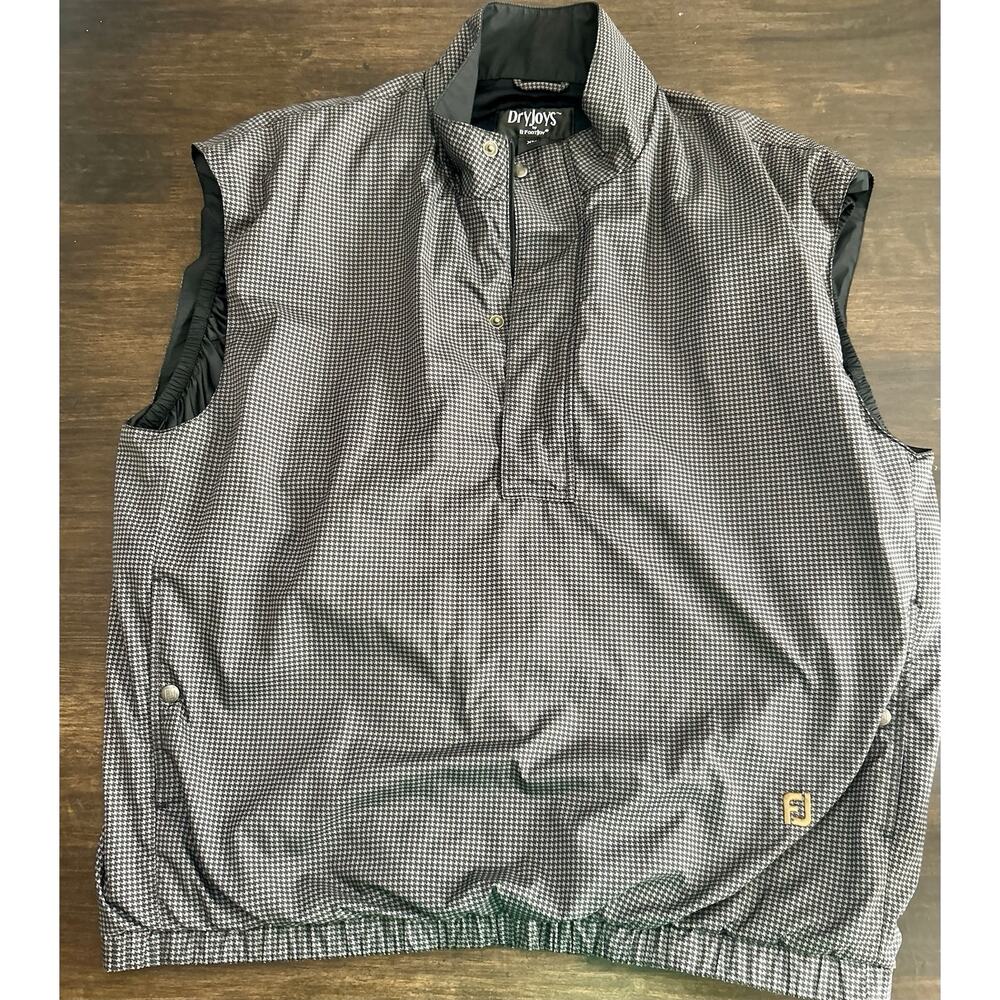 Men's Dryjoys by Footjoy Vest XL Brown Houndstooth 1/2 Zip Windbreaker Jacket